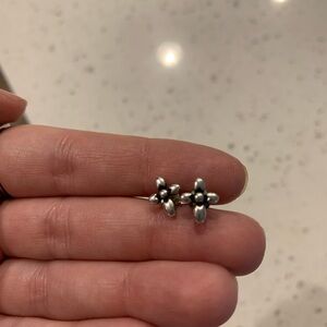 James Avery Sterling Silver Floral Cross Stud Earrings